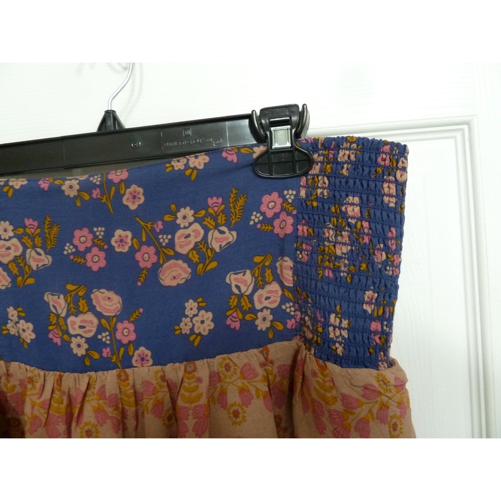 Natural Life NWT Boho Patchwork Floral Mini Skirt XL Smocked Waist Hippie Skirt - Picture 2 of 4